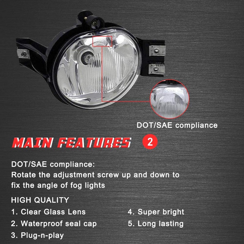 A ABIGAIL Driving Fog Lights Lamps Replacement for 2002 2003 2004 2005 2006 2007 2008 Dodge Ram 1500 2500 3500 Pickup Truck 55077475AE 55077474AE - Image 5